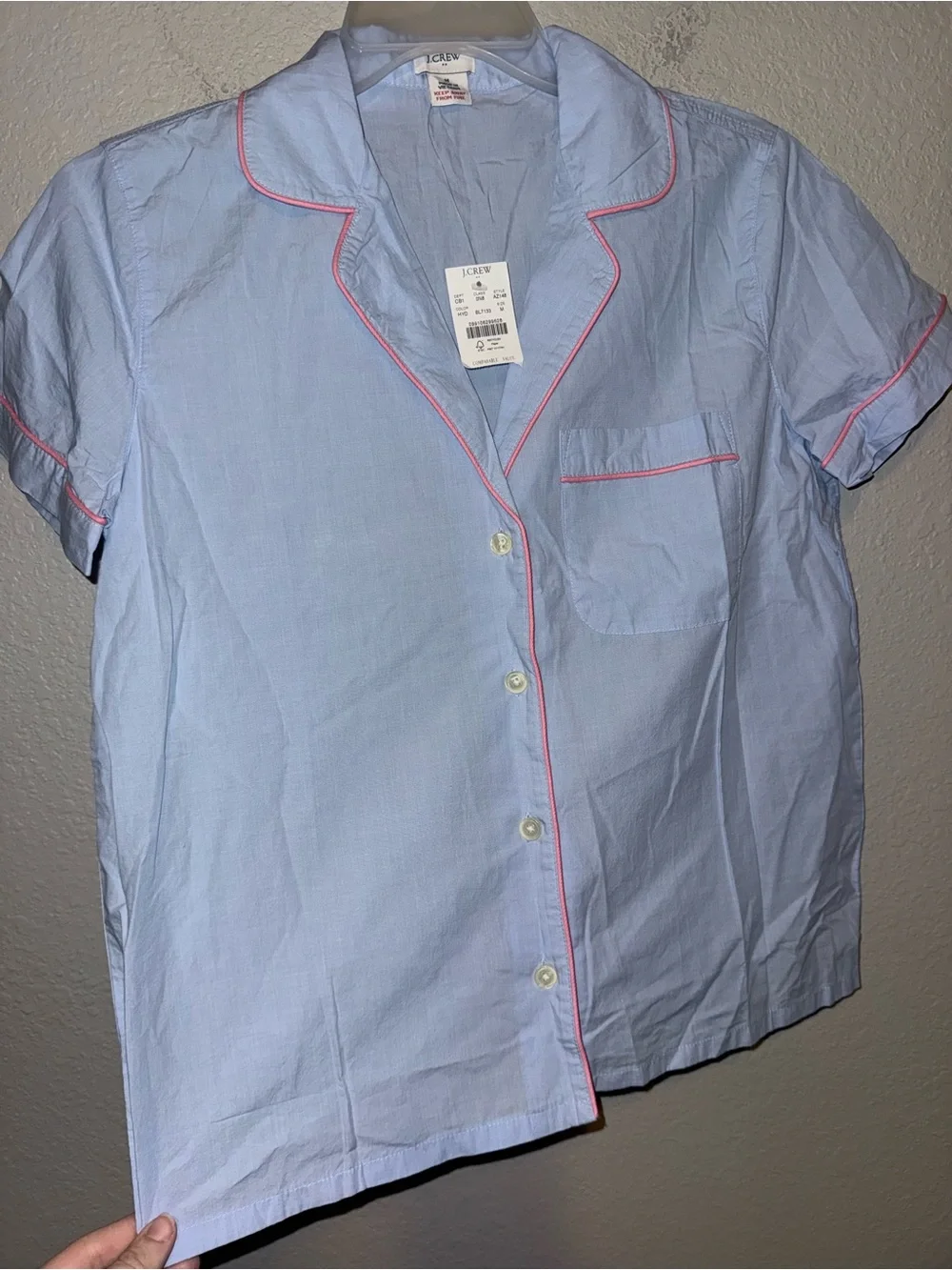 NWT J. Crew Cotton Pajama Set Cropped Pants in Hydrangea Size M Lounge Cozy